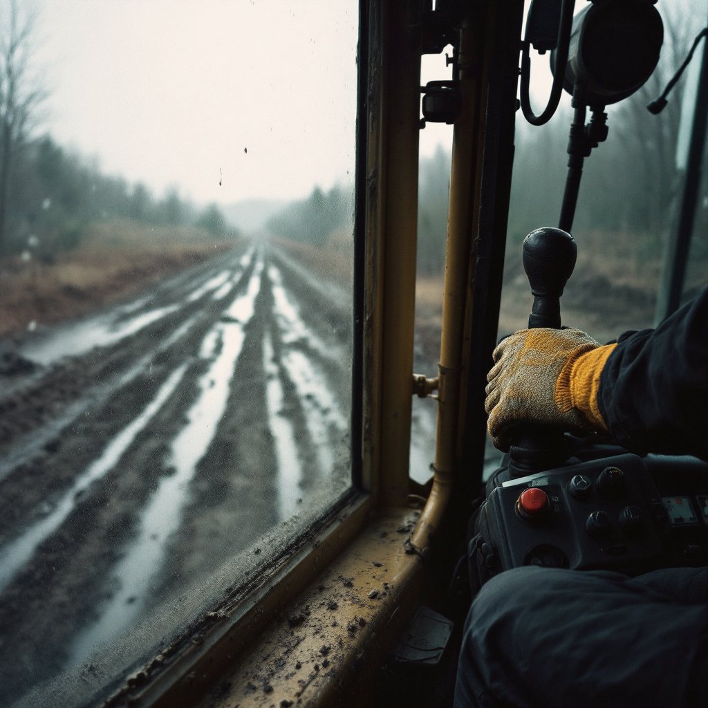 Operator's view over a clearing job from the machine cab